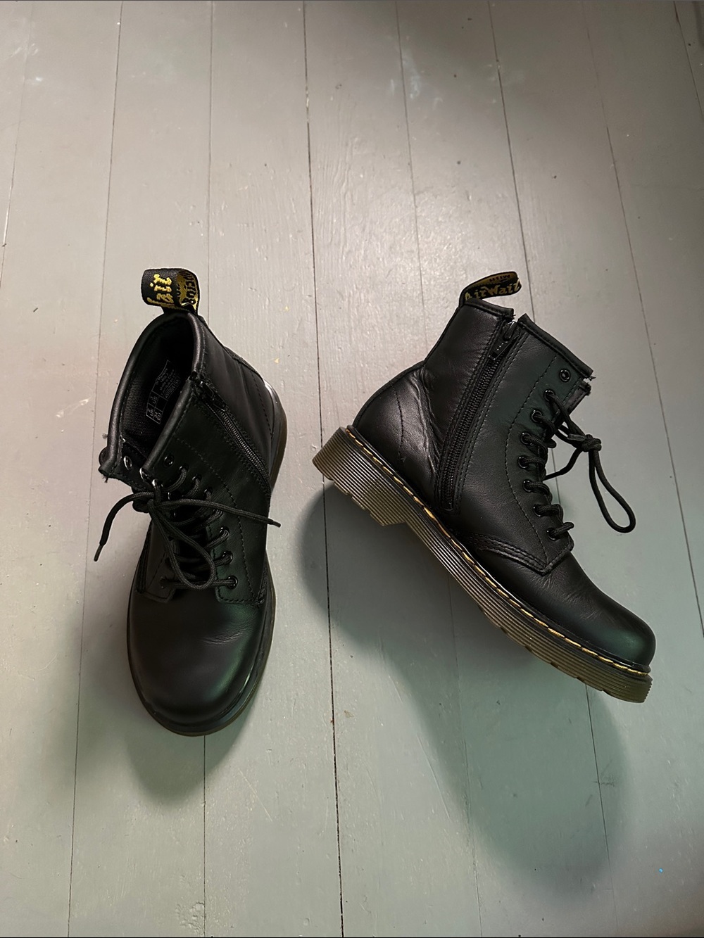 Dr. Martens Black Kids Lace-Up Combat Boots 1460 - Picture 13 of 14